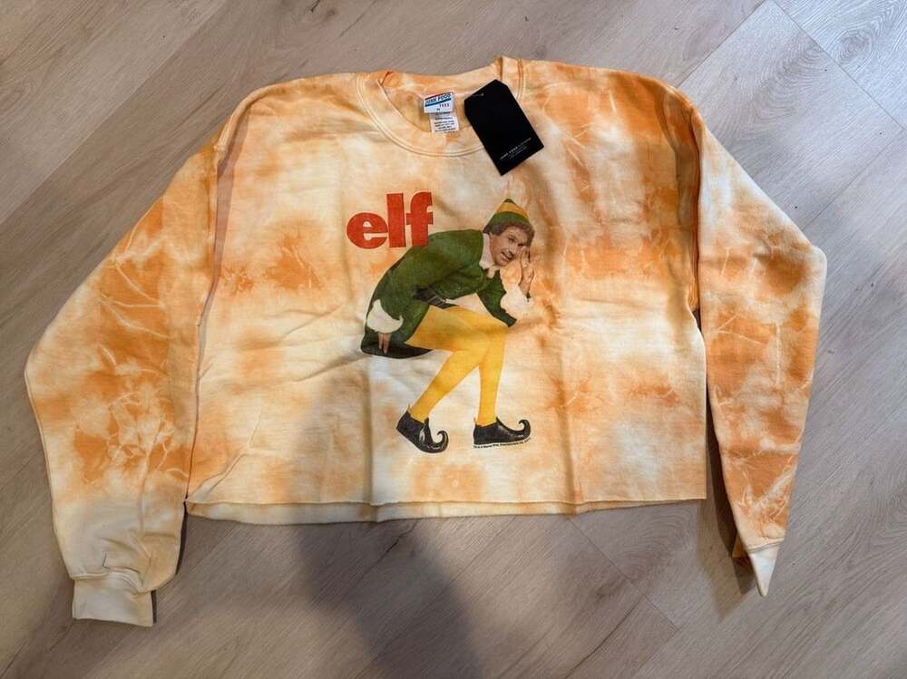 Junk Food Elf Movie Sweatshirt Size M Orange Tie Dye